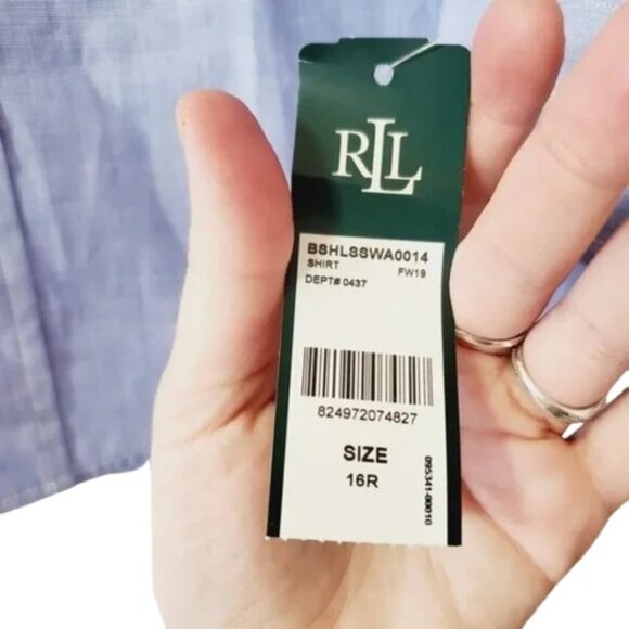 Lauren Ralph Lauren light blue youth button-down polo shirt size 16R NWT - Picture 7 of 9